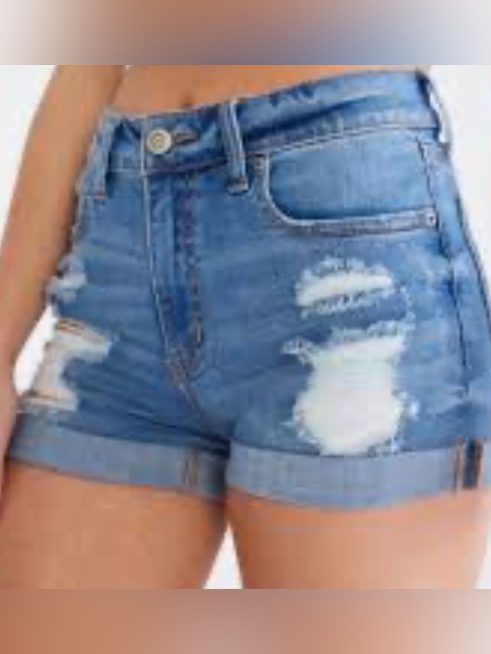 AEROPOSTALE size 2, Light Blue Distressed High-Rise Denim Shorts